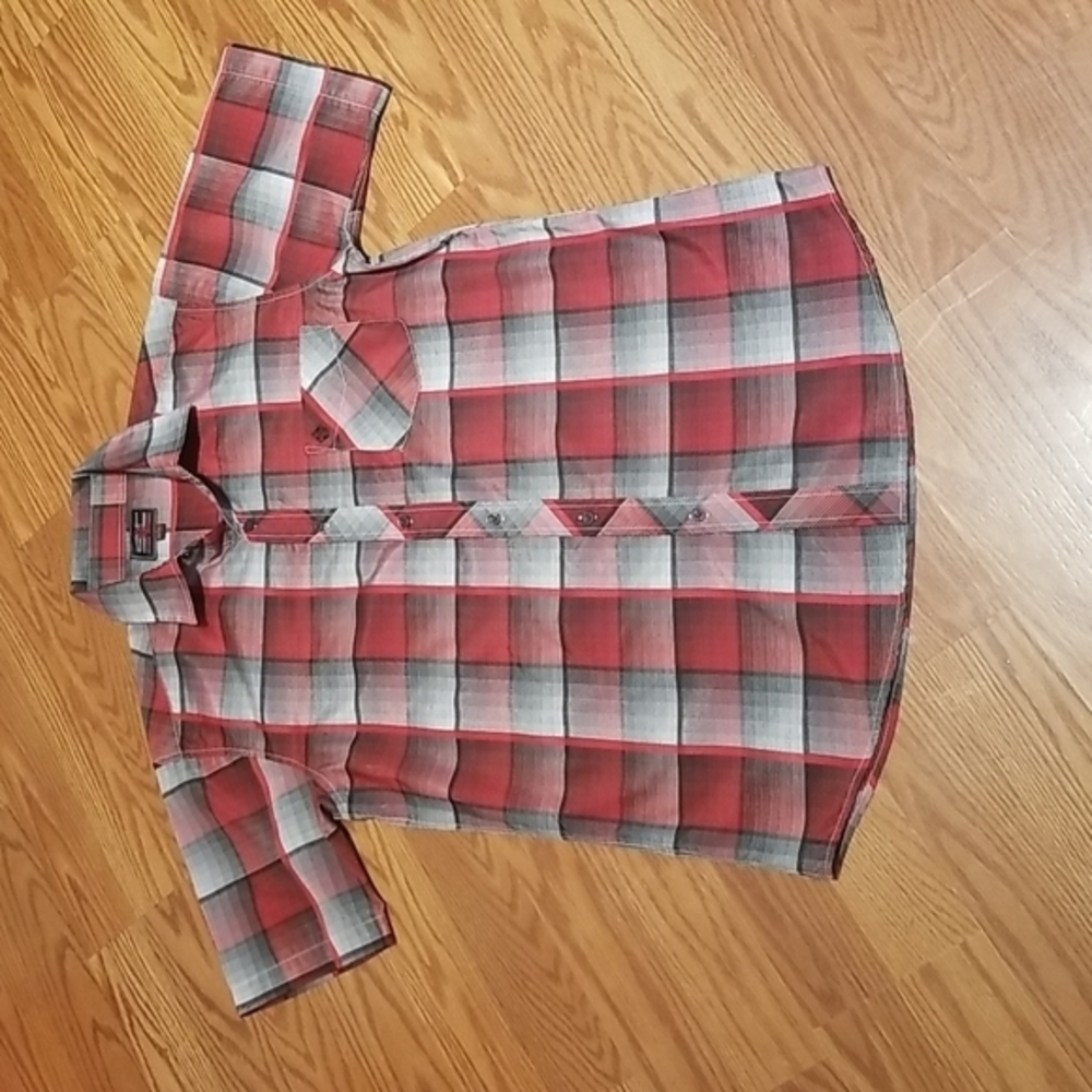 Swiss cross short sleeve button up shirt‎ med